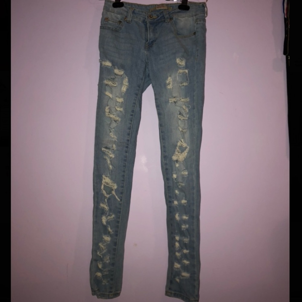 blue extra skinny ripped jeans size1